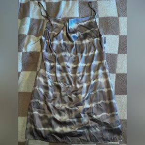 Satin Grey Tie Dye Cowl Neck Slip Dress Style Rack Size M